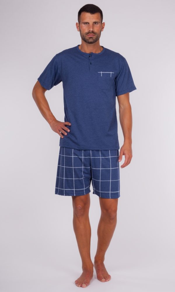 Pijama hombre verano azul  pantalon cuadros