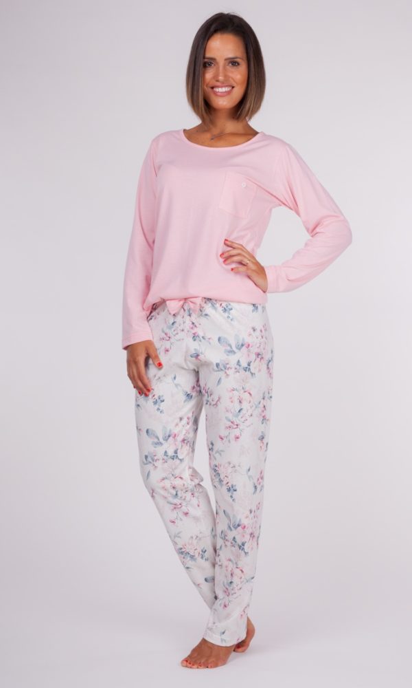 Pijama mujer de verano manga larga rosa