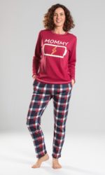 Pijama mujer invierno granate cuello redondo Mommy
