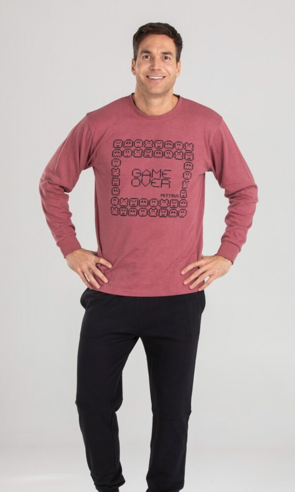 Pijama hombre invierno algodón 100 % cuello redondo