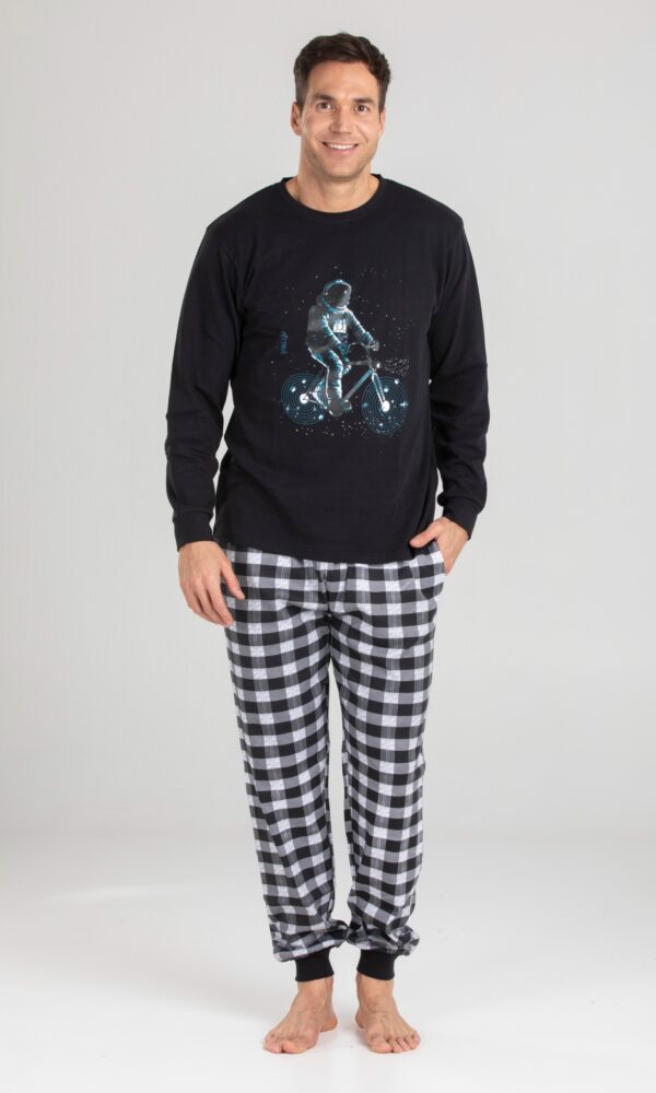 Pijama hombre invierno algodón 100 % cuello redondo