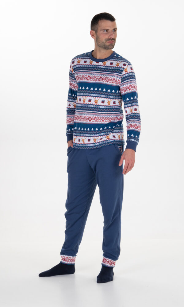 Pijama hombre navideño cuello redondo