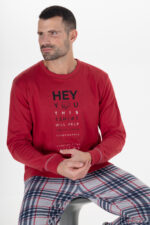 Pijama hombre navideño cuello redondo