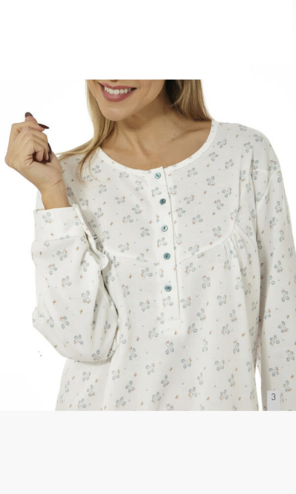Camisón mujer invierno blanco manga larga