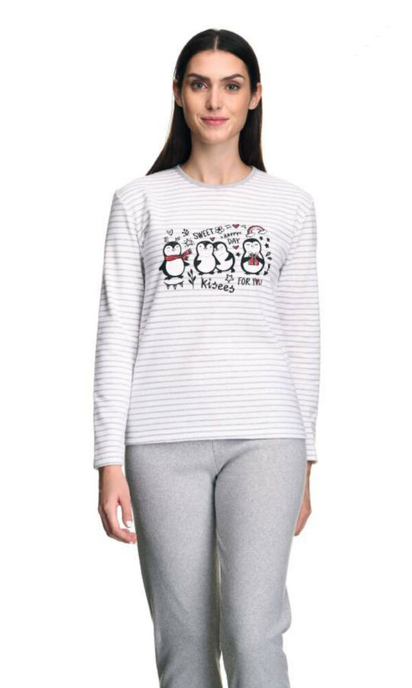 Pijama mujer invierno blanco cuello redondo