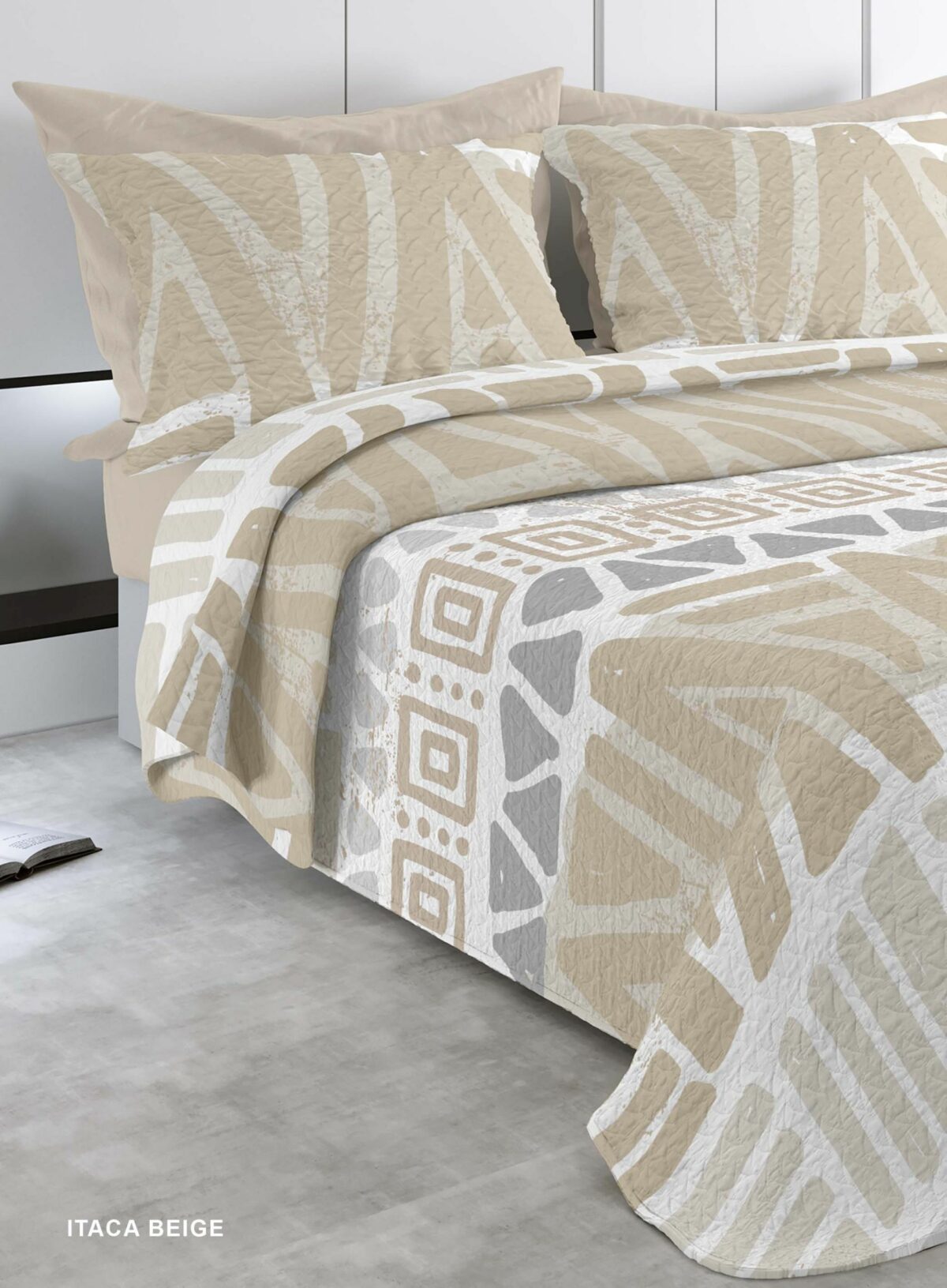 Colcha bouti estampada Polo-Polo Itaca beige