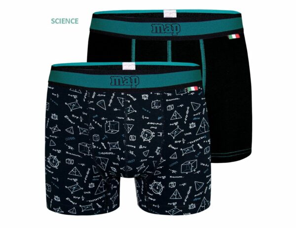 Bóxer de algodón Map 3302 "Science" goma vista (pack de 2)