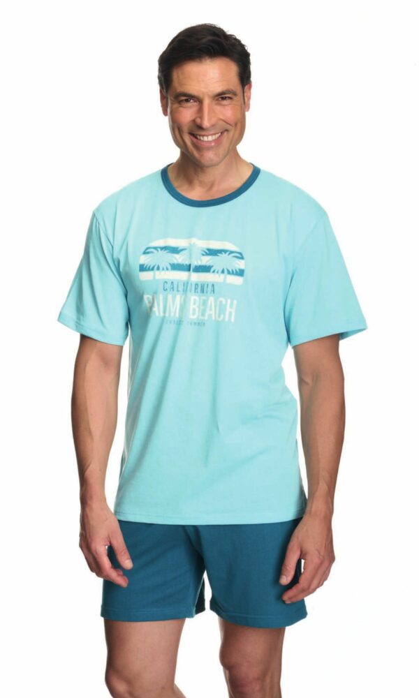 Pijama hombre verano cuello redondo color zafiro