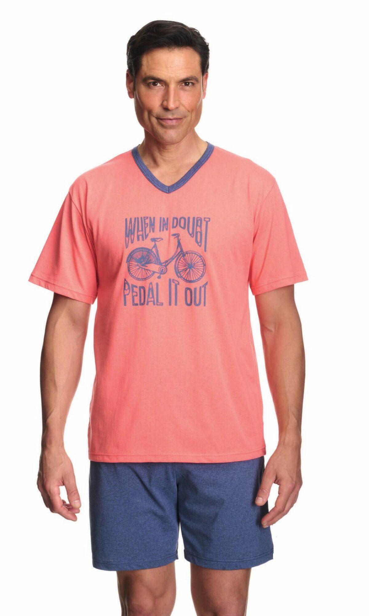 Pijama hombre verano cuello redondo color zafiro