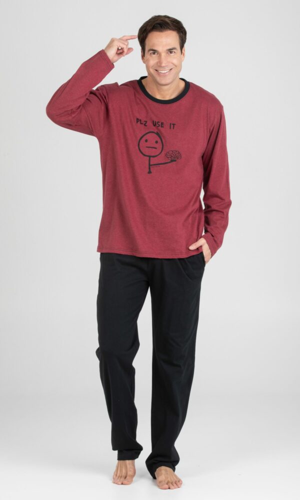Pijama hombre invierno punto algodón 100 % cuello redondo