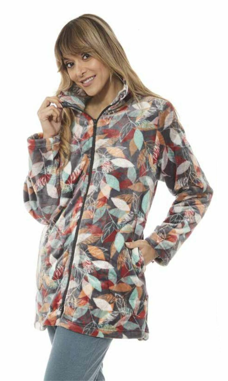 Bata mujer corta coralina con cremallera.