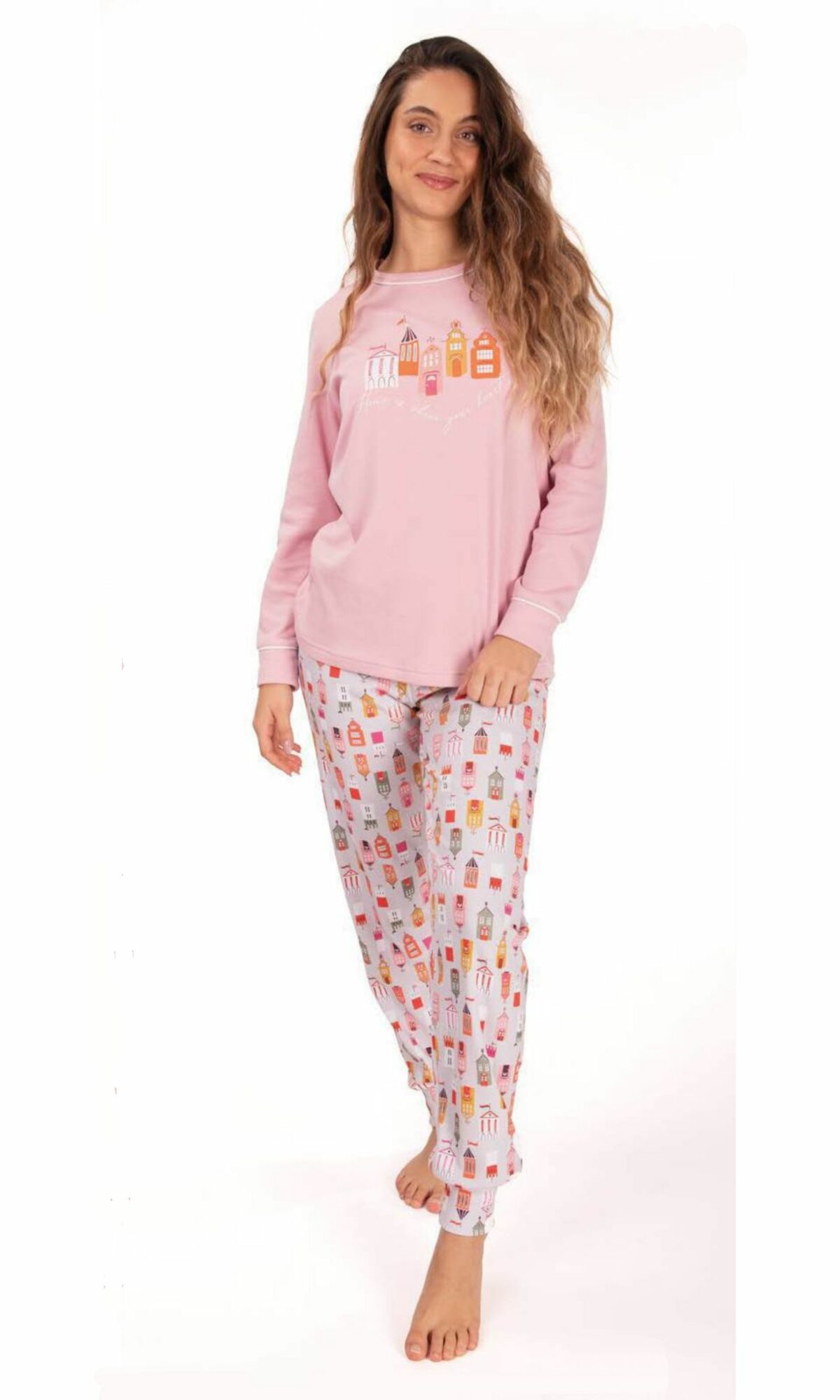 Pijama mujer cuello redondo