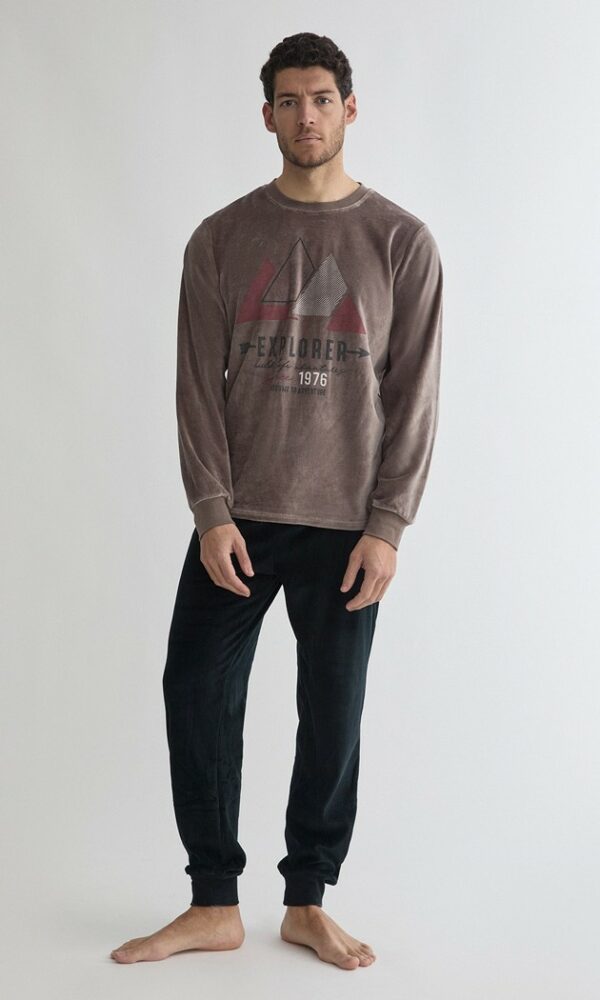 Pijama hombre invierno cuello redondo