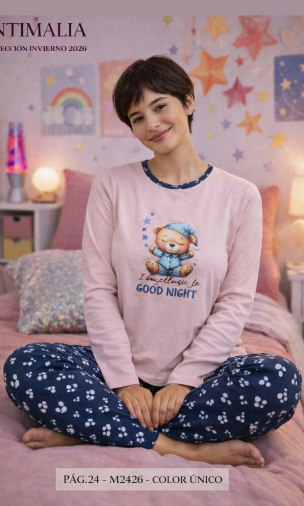Pijama mujer invierno cuello redondo